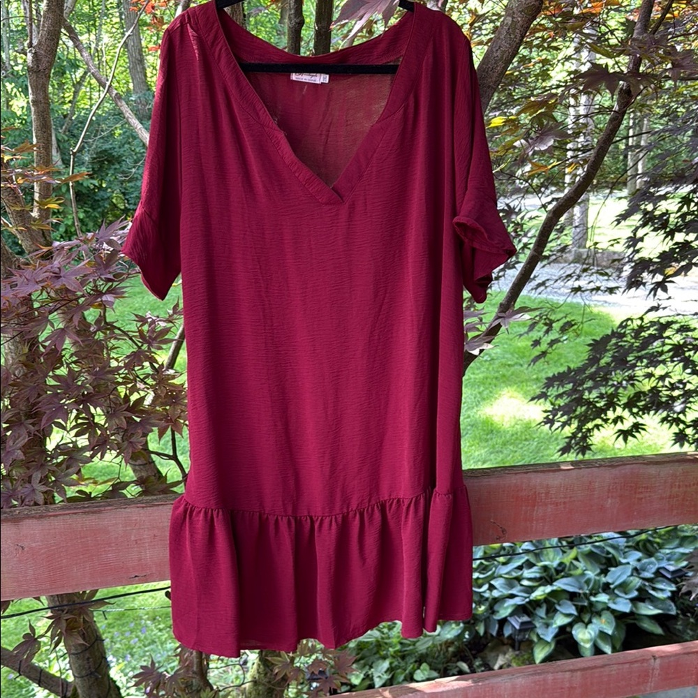 Adorable short sleeved Maroon Dress/cover-up, size XXL